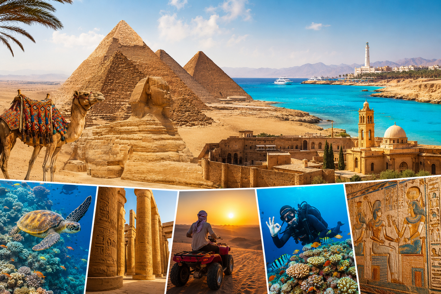 Wycieczki fakultatywne w Egipcie – odkryj najlepsze atrakcje Hurghady, Marsa Alam i Sharm El Sheikh. Piramidy, Luxor, safari, nurkowanie i Morze Czerwone.